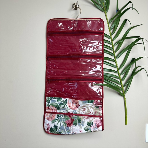 Vintage Floral Makeup Toiletries Hanging Roll Up Travel Organizer - Picture 3 of 6